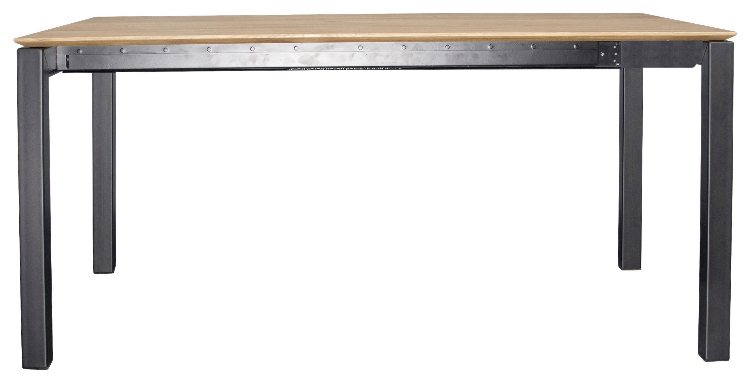 ESSTISCH in Holz, Metall 160-220/90/75 cm  - Eichefarben/Schwarz, Konventionell, Holz/Metall (160-220/90/75cm)