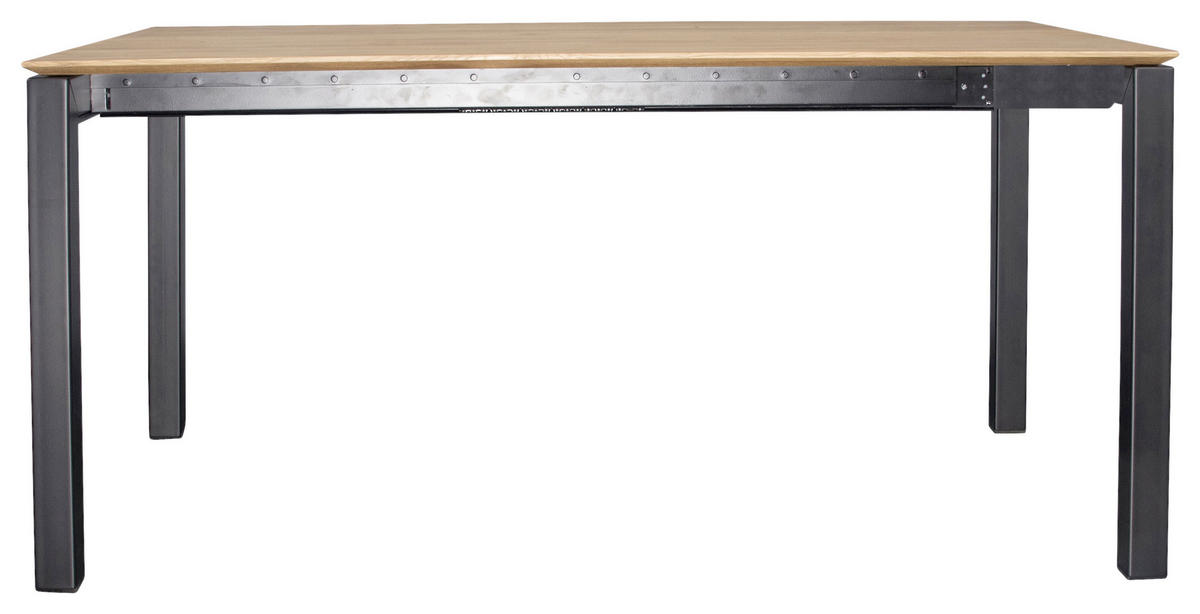 ESSTISCH in Holz, Metall 160-220/90/75 cm  - Eichefarben/Schwarz, Konventionell, Holz/Metall (160-220/90/75cm)