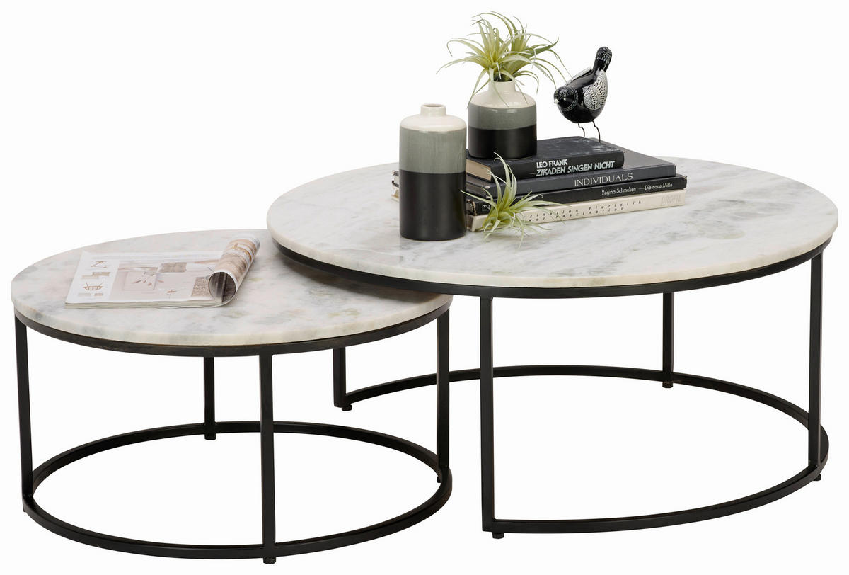 SET KLUB STOLIĆA bijela  kamen  - bijela/crna, Design, kamen/metal (80/80/35cm) - Novel