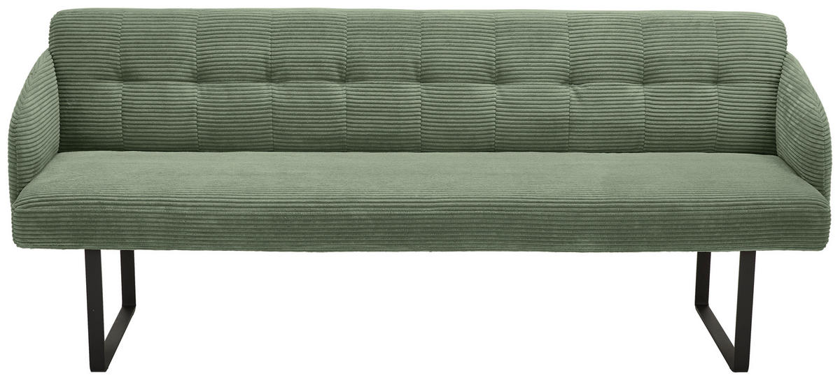 SITZBANK 217/85/69 cm Cord Graugrün Metall  - Schwarz/Graugrün, Design, Textil/Metall (217/85/69cm) - Musterring
