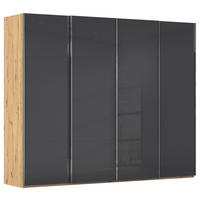 SCHWEBETÜRENSCHRANK 271/223/68 cm,  in Schwarz, Eiche Artisan, 4 Tür(en)  - Chromfarben/Schwarz, Design, Glas/Holzwerkstoff (271/223/68cm) - Novel