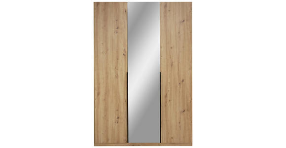 DREHTÜRENSCHRANK in Eiche Artisan - Schwarz/Eiche Artisan, KONVENTIONELL, Glas/Holzwerkstoff (134/211/55cm) - Carryhome