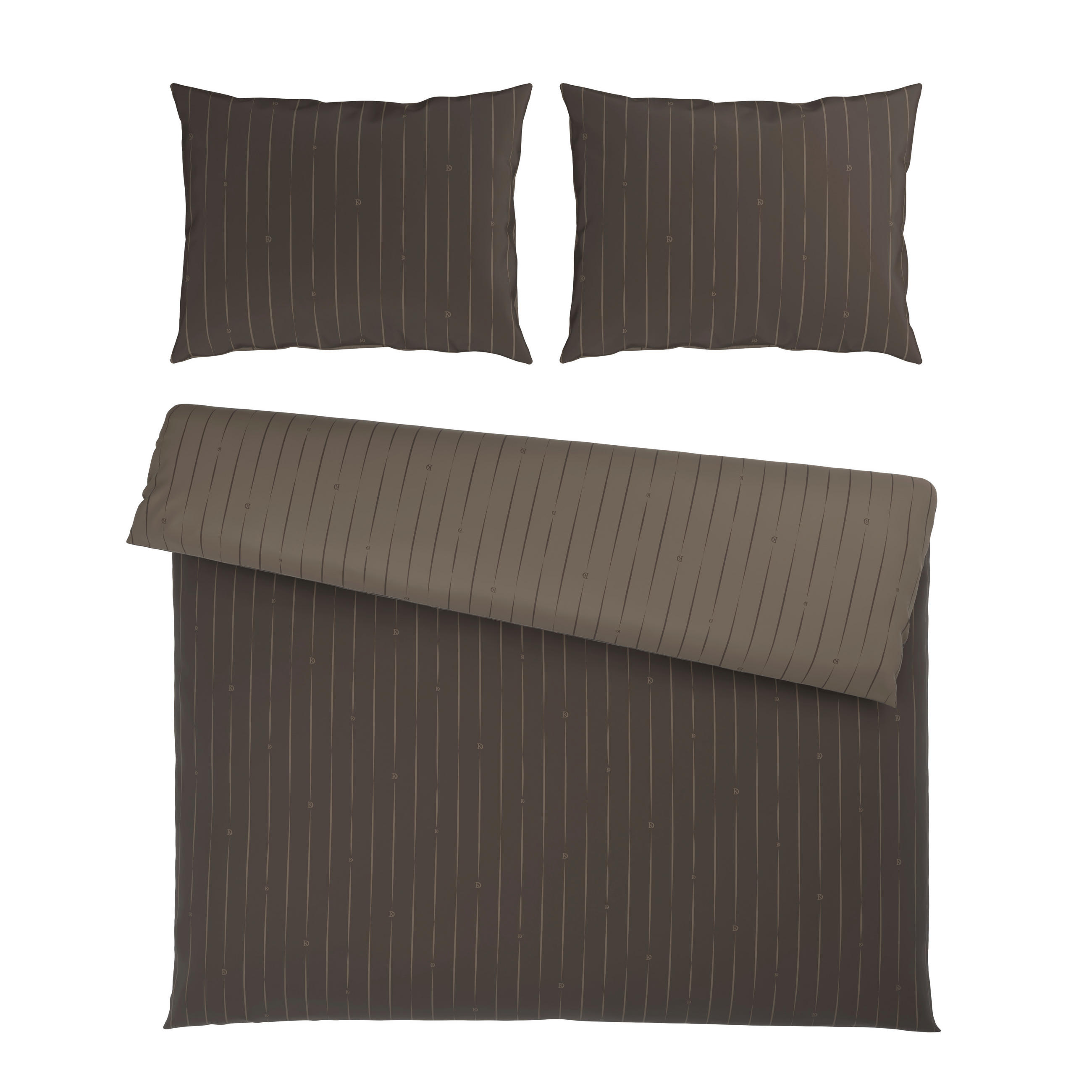 BETTWÄSCHESET STRIPES DK Satin 200/210 cm  65 cm/100 cm  - Braun, Design, Textil (200/210cm) - Dieter Knoll