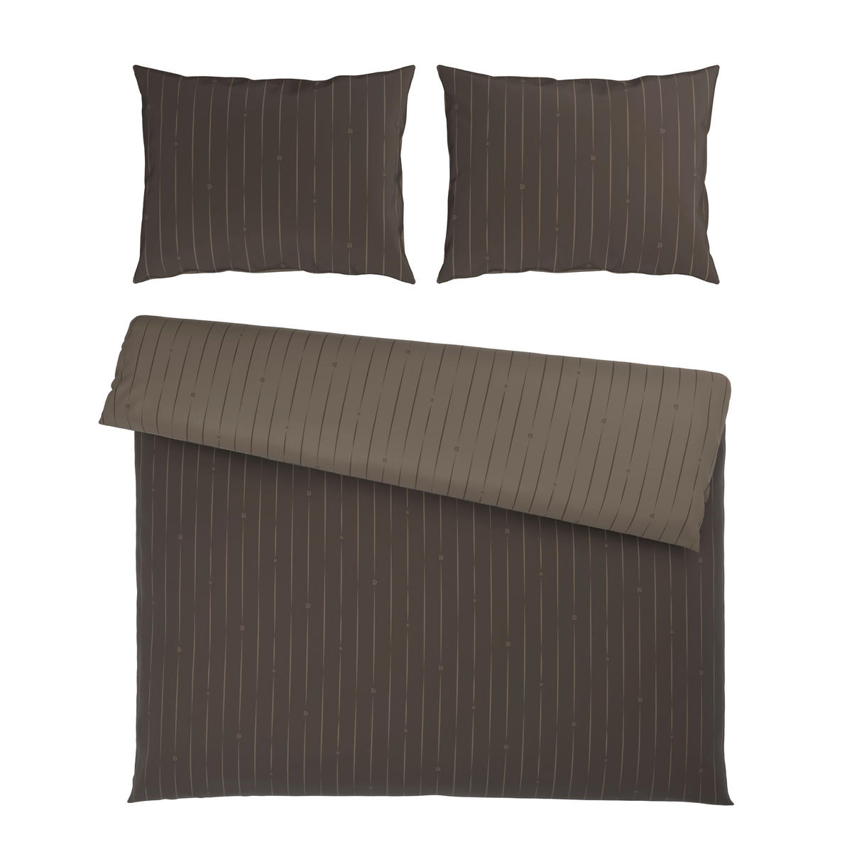 BETTWÄSCHESET STRIPES DK Satin 200/210 cm  65 cm/100 cm  - Braun, Design, Textil (200/210cm) - Dieter Knoll
