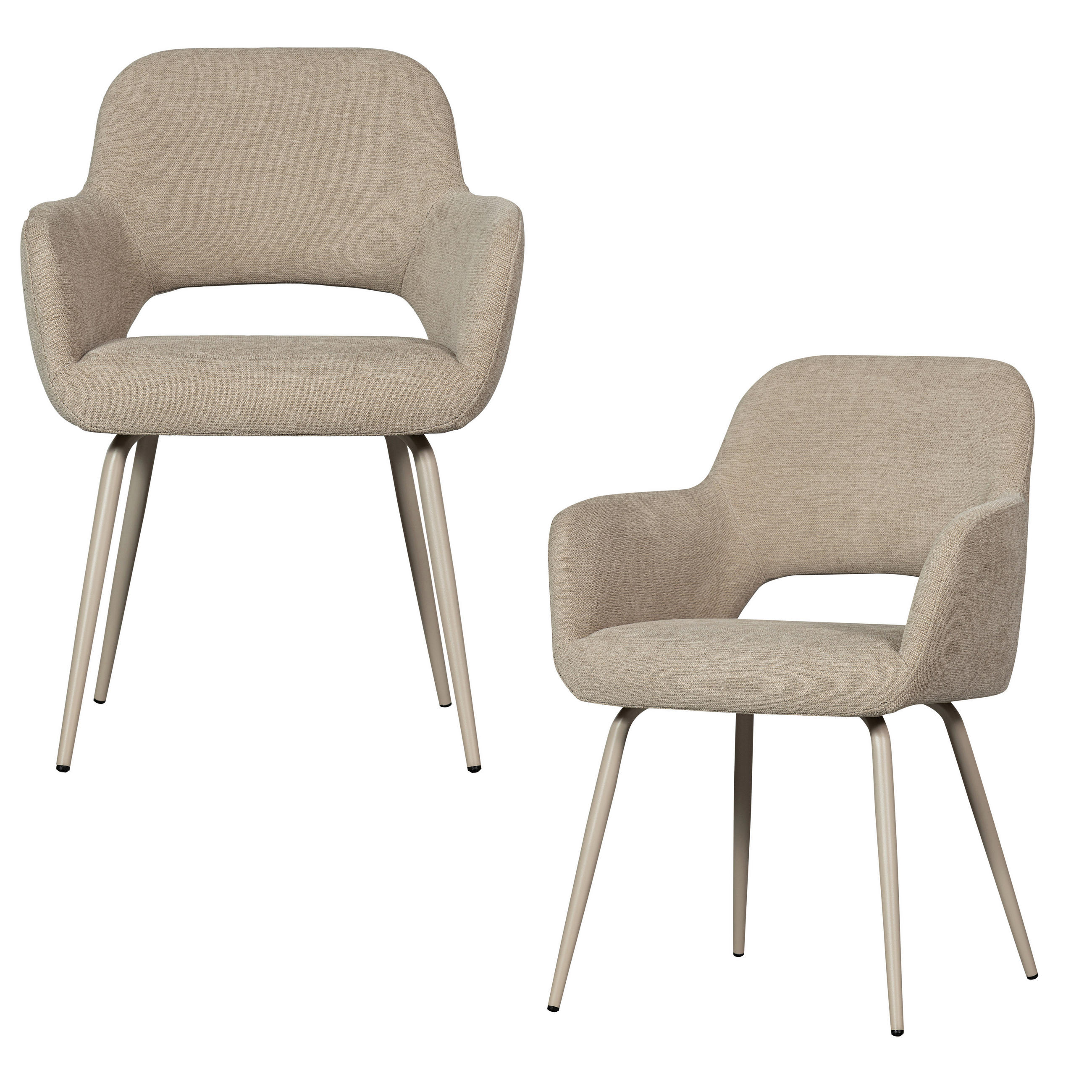 ARMLEHNSTUHL-SET 2 Stück  in Webstoff  - Naturfarben, Design, Textil/Metall (58/80/58cm) - Livetastic