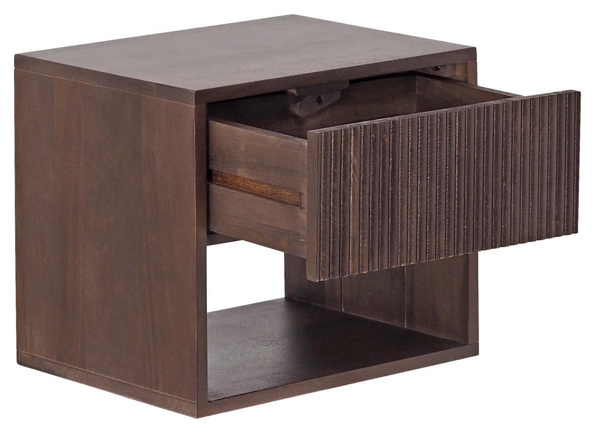 NACHTKÄSTCHEN 40/34/30 cm  in Hartholz Mangoholz Walnussfarben  - Walnussfarben, MODERN, Holz (40/34/30cm) - MID.YOU