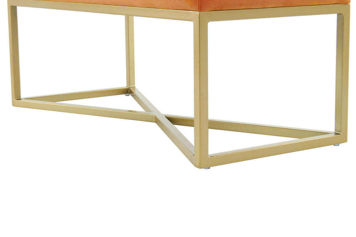 SITZBANK 40/40/90 cm Samt Orange, Goldfarben Sperrholz  - Goldfarben/Orange, Design, Textil/Metall (40/40/90cm) - Kayoom