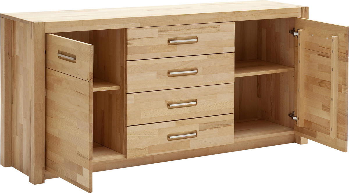 SIDEBOARD 163/78/40 cm  in Buchefarben  - Buchefarben/Alufarben, Design, Holz/Metall (163/78/40cm) - MID.YOU