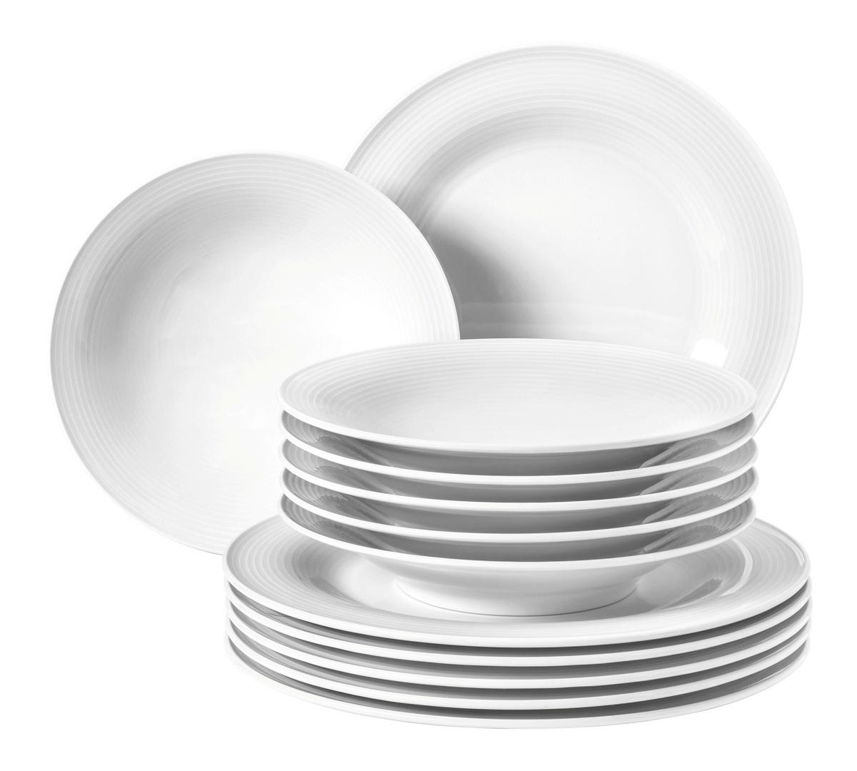 TAFELSERVICE Weiß Beat weiß uni 12-teilig  - Weiß, Basics, Keramik - Seltmann Weiden