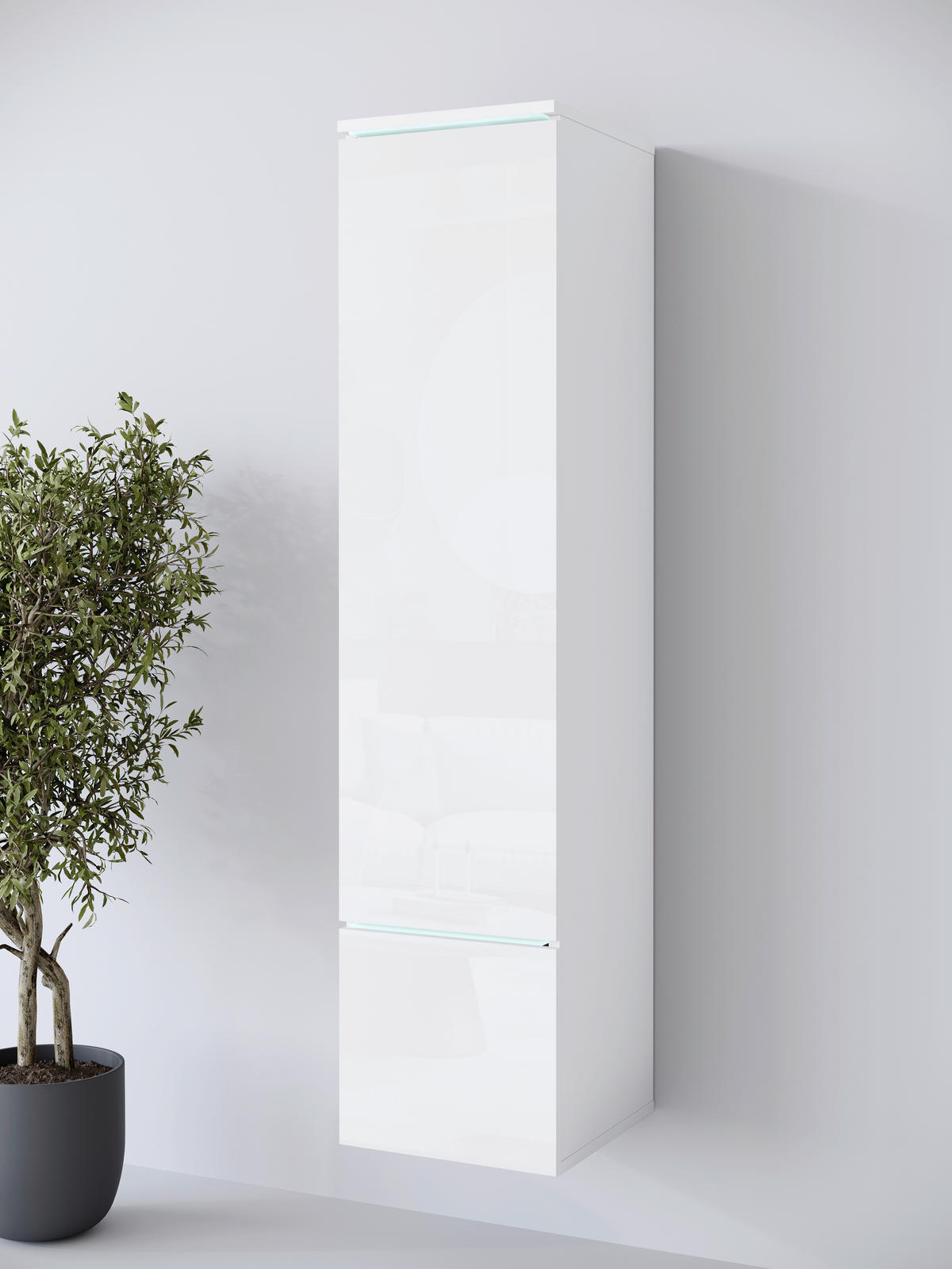 HOCHSCHRANK 30/130/33 cm  - Weiß Hochglanz/Weiß, Design, Holzwerkstoff/Kunststoff (30/130/33cm) - Livetastic