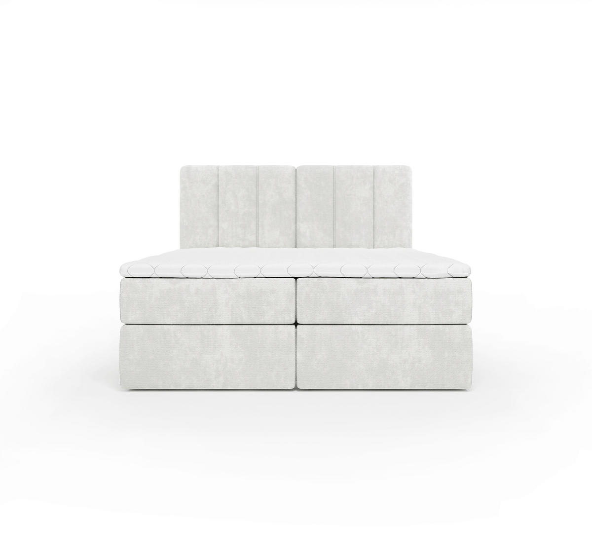 BOXBETT 160/200 cm,  in Creme, gepolstertes Kopfteil, Bettkasten, Topper, Matratze, H3 = fest  - Creme/Schwarz, Design, Holzwerkstoff/Kunststoff (160/200cm) - Esposa