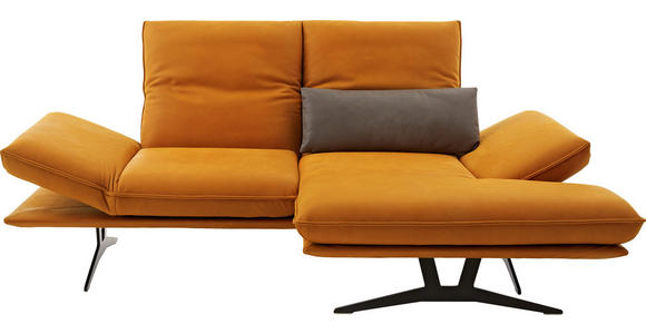 ECKSOFA  in Echtleder Currygelb  210/130 cm  - Currygelb/Schwarz, Design, Leder/Metall (210/130cm) - Dieter Knoll