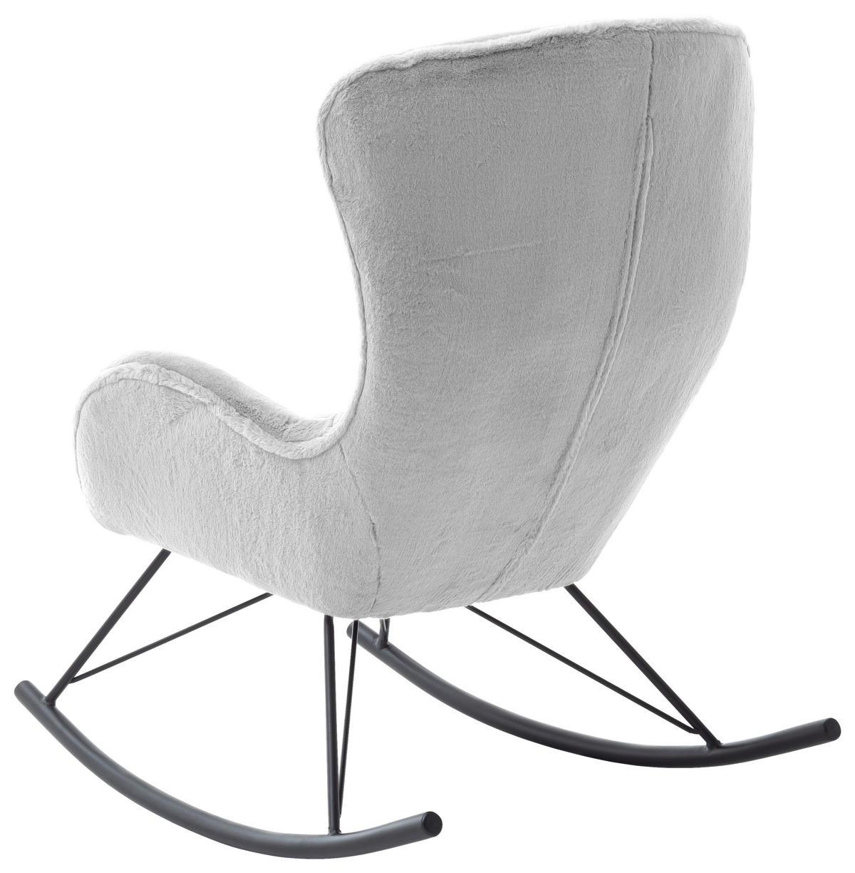 SCHAUKELSESSEL in Plüsch Grau, Schwarz  - Schwarz/Grau, Trend, Textil/Metall (69/103/97cm) - Carryhome