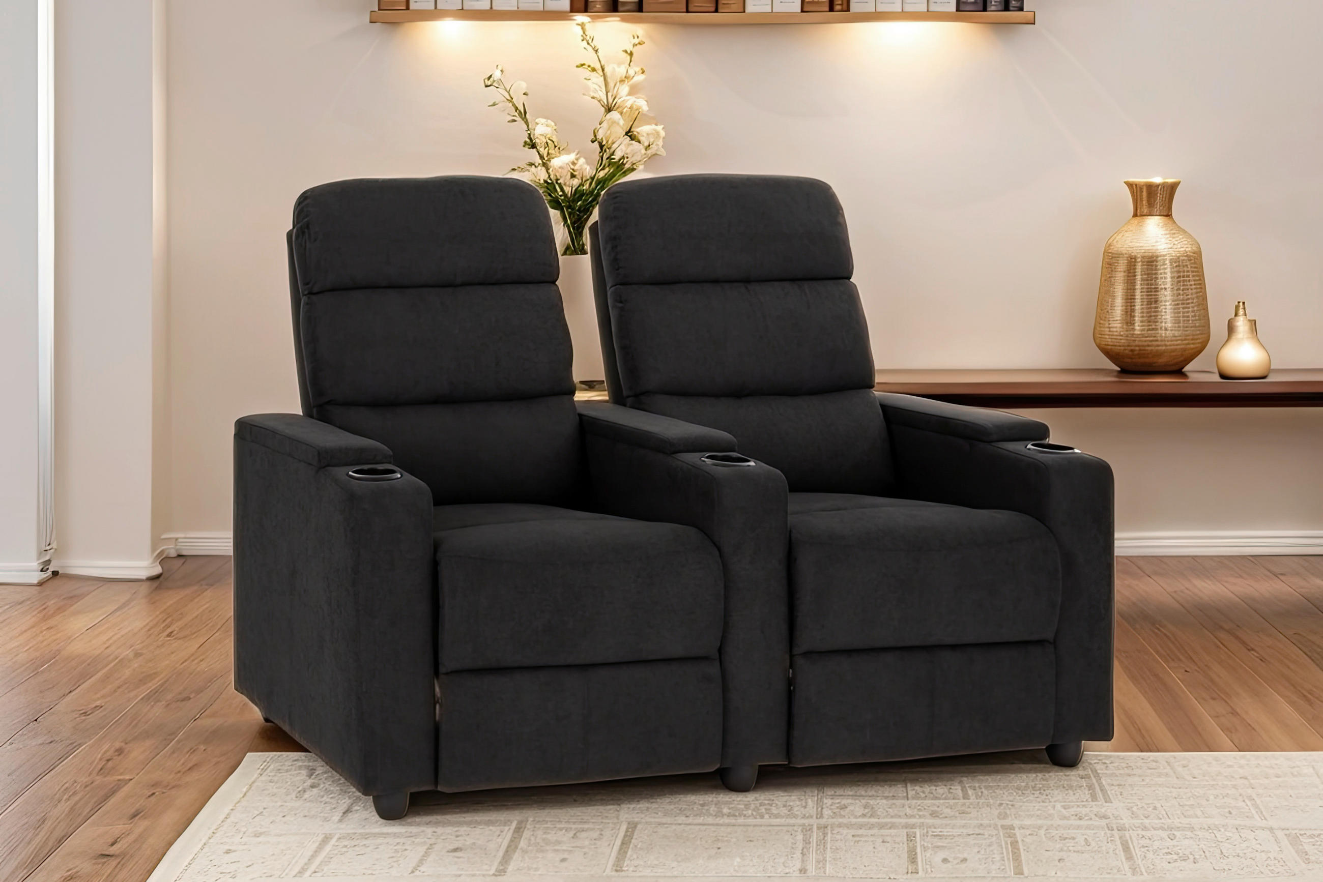 HEIMKINO-SOFA Mikrofaser Anthrazit  - Anthrazit/Schwarz, KONVENTIONELL, Kunststoff/Textil (164/107/90cm) - MID.YOU