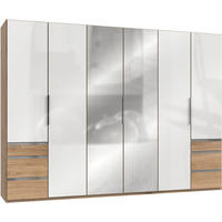 DREHTÜRENSCHRANK in Weiss, Eichefarben  - Chromfarben/Weiss, Modern, Glas/Holzwerkstoff (300/216/58cm) - MID.YOU