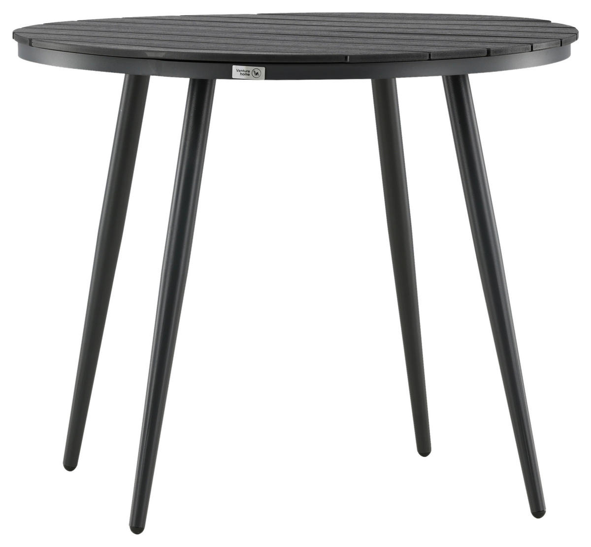 GARTENTISCH Metall, Kunststoff rund  - Schwarz, KONVENTIONELL, Kunststoff/Metall (90/74cm) - Gardenson