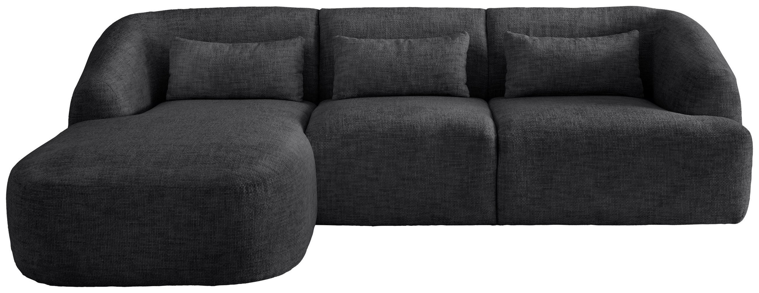 ECKSOFA in Struktur Schwarz  - Schwarz, Modern, Kunststoff/Textil (160/256cm) - Livetastic