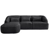 ECKSOFA in Struktur Schwarz  - Schwarz, Modern, Kunststoff/Textil (160/256cm) - Livetastic