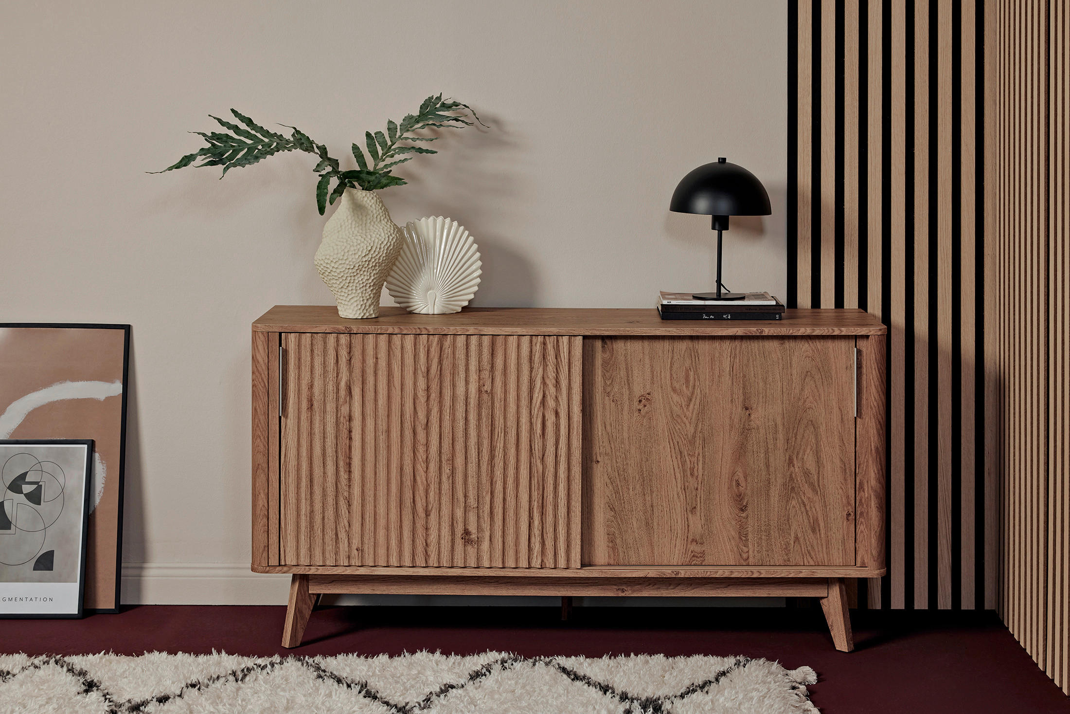 SIDEBOARD  in 148/76/39,8 cm  - Eichefarben/Alufarben, MODERN, Holzwerkstoff/Metall (148/76/39,8cm) - MID.YOU