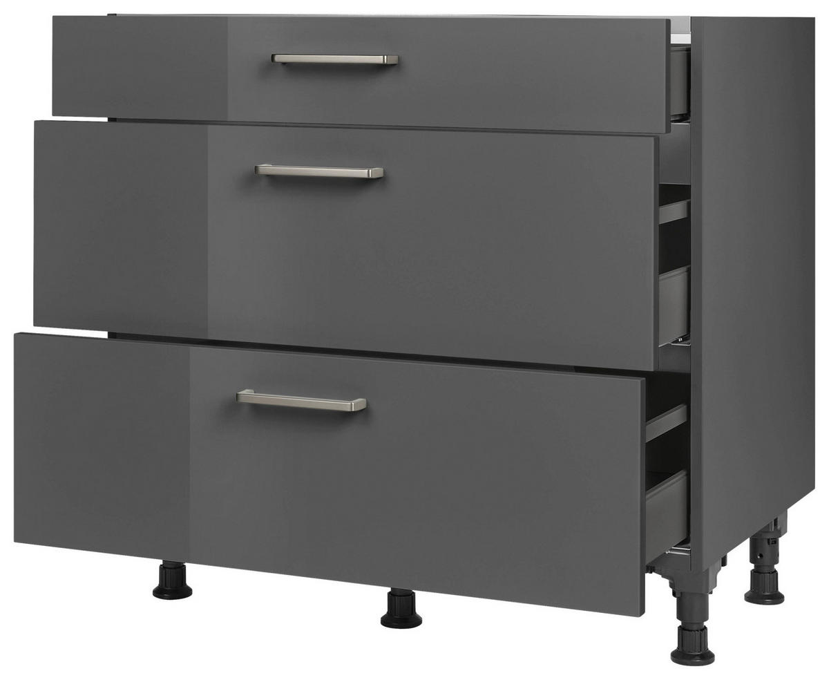 KOCHFELDUMBAUSCHRANK 90/87/56 cm  in Schieferfarben  - Schieferfarben/Edelstahlfarben, MODERN, Holzwerkstoff/Metall (90/87/56cm) - Nobilia