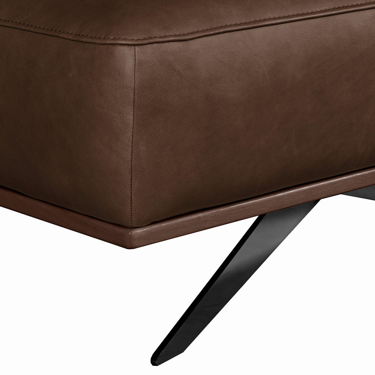 HOCKER in Leder Dunkelbraun  - Dunkelbraun/Schwarz, Design, Leder/Metall (95/46/80cm) - Livetastic