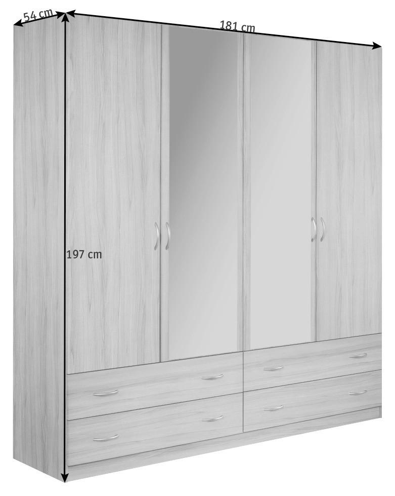 DREHTÜRENSCHRANK in Weiss  - Weiss/Silberfarben, Konventionell, Glas/Holzwerkstoff (181/197/54cm) - Boxxx