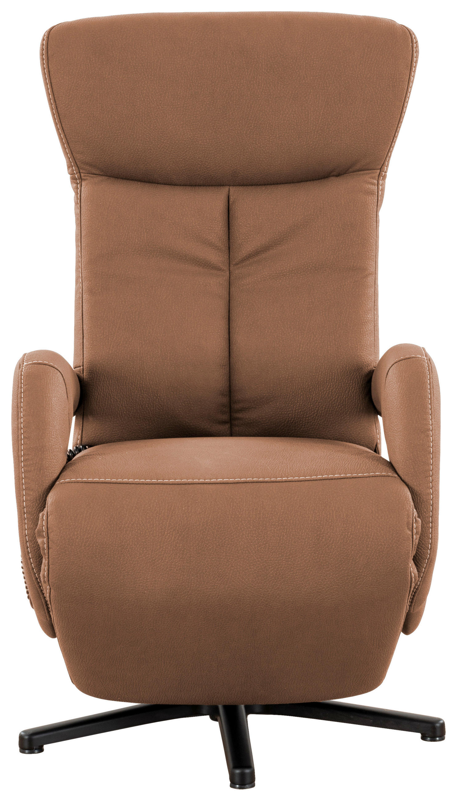 FERNSEHSESSEL  mit Mikrofaser Cognac  - Cognac/Beige, MODERN, Textil/Metall (67/108/80cm) - Livetastic