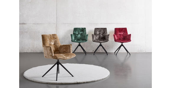 ARMLEHNSTUHL  Stoffauswahl, Sitzfläche 360° drehbar, automatische Rückholfunktion Samt  - Taupe/Schwarz, Design, Textil/Metall (59/89,5/63cm) - Novel