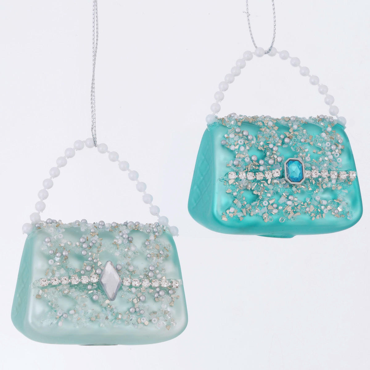 CHRISTBAUMANHÄNGER  - Türkis, Basics, Glas/Kunststoff (6/3,5/4,5cm)