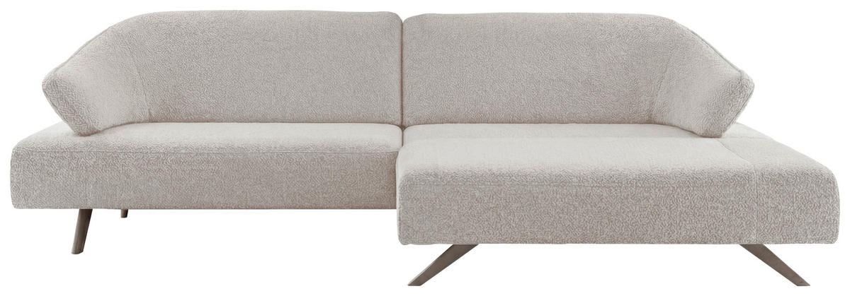 ECKSOFA Creme Chenille Rücken echt  - Beige/Creme, Design, Textil/Metall (162/278cm) - hülsta