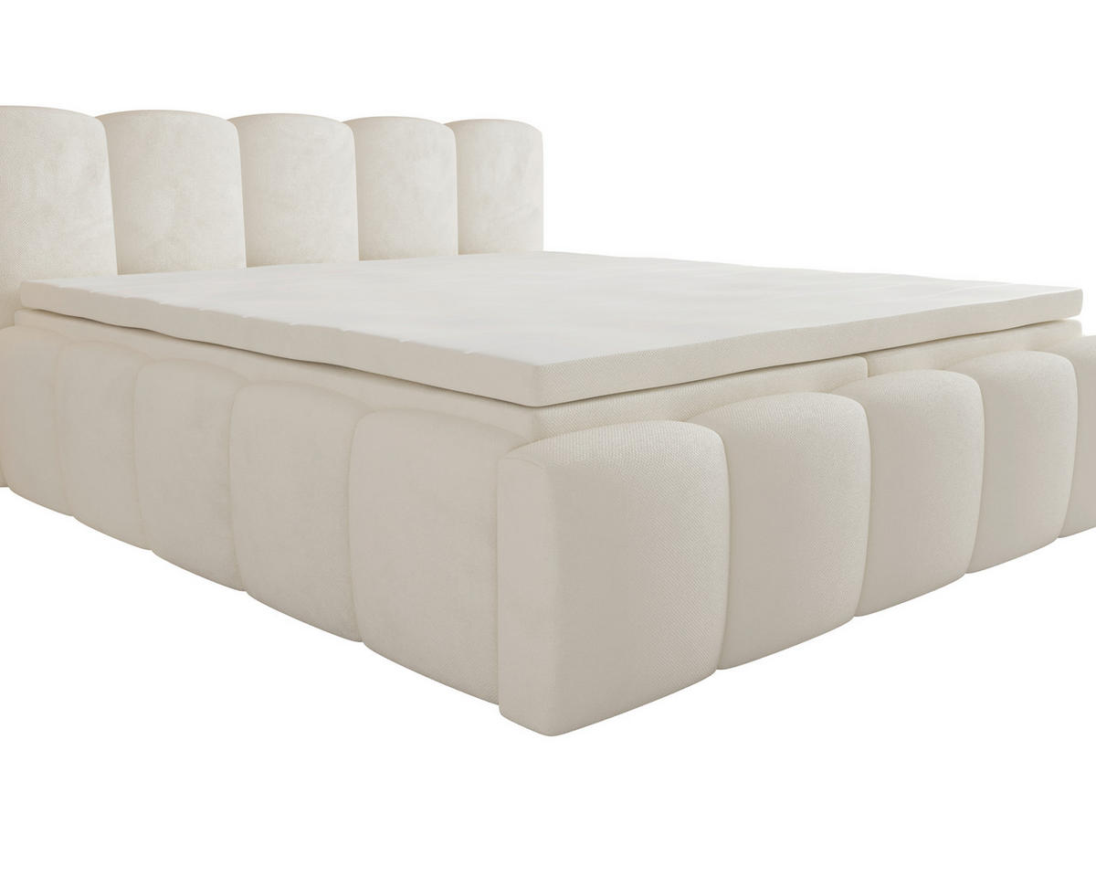 BOXBETT 200/200 cm,  in Beige, Bettkasten, Topper, H2 = mittel  - Beige, MODERN, Textil (200/200cm) - MID.YOU
