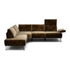 ECKSOFA Cosy Dunkelbraun Samt  - Dunkelbraun/Schwarz, Design, Textil/Metall (193/248-263cm) - SENSOO