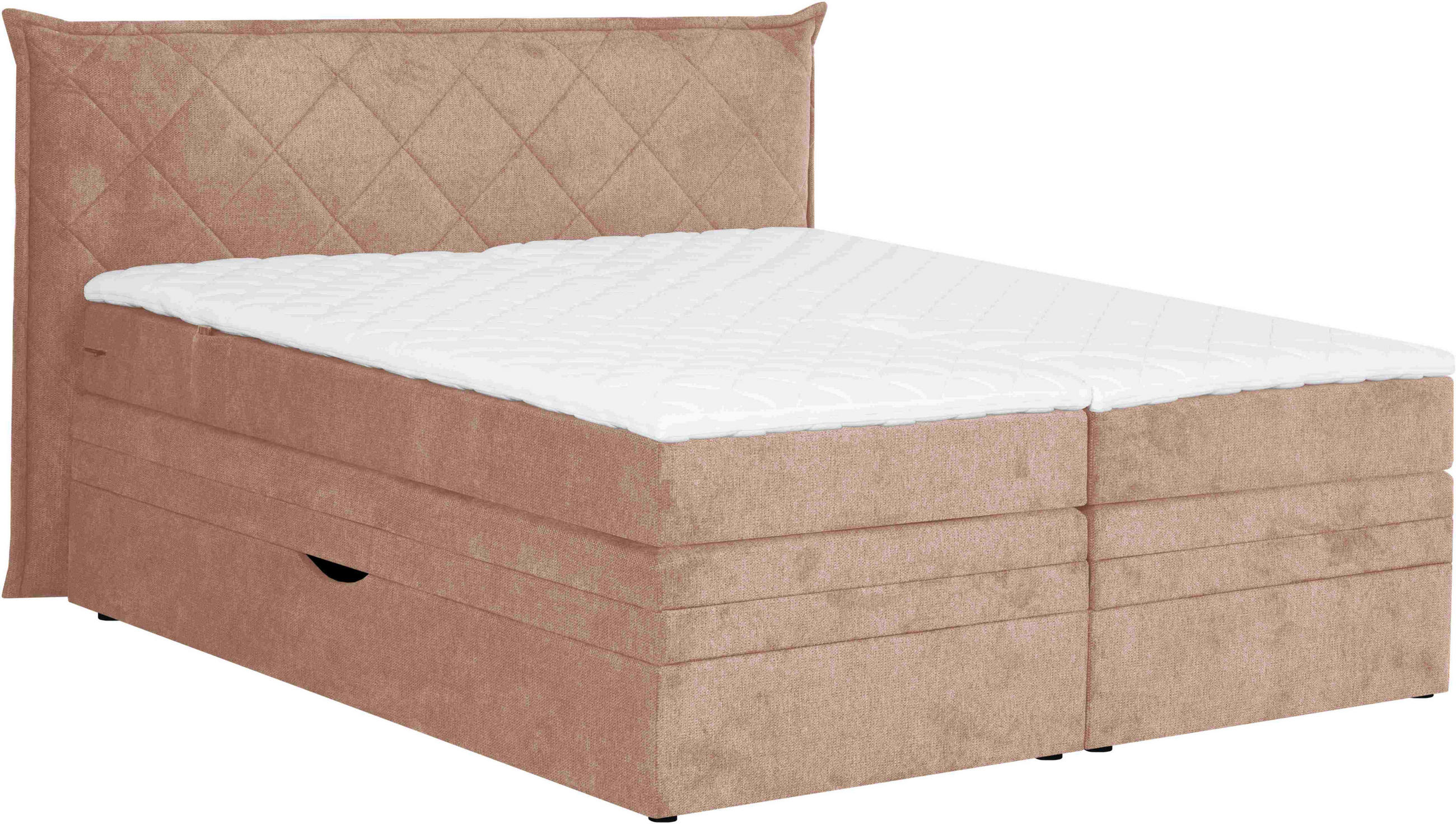 BOXSPRINGBETT 180/200 cm  in Hellrosa  - Hellrosa/Schwarz, KONVENTIONELL, Holz/Textil (180/200cm) - Welnova