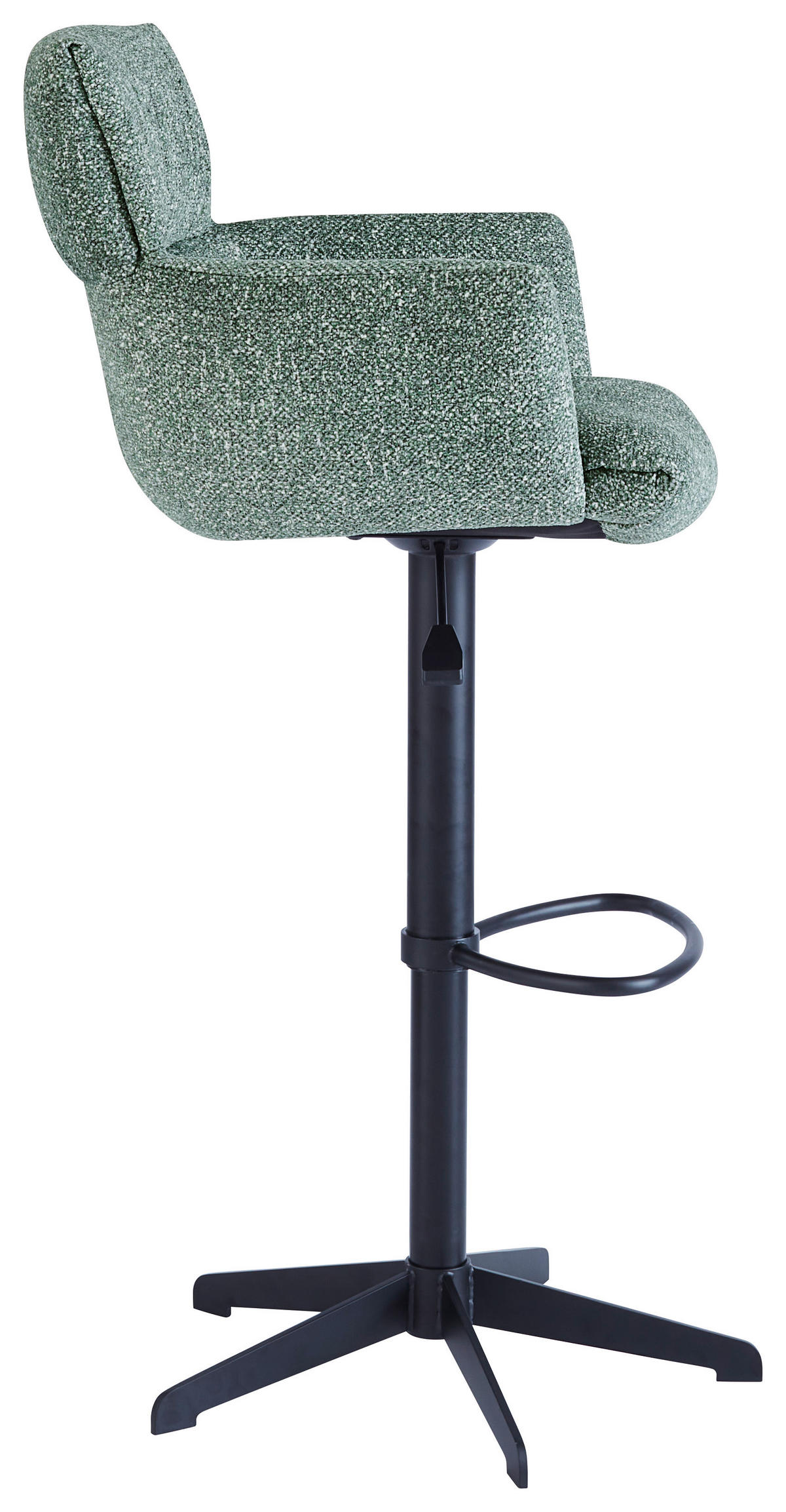 BARHOCKER Leinenoptik Olivgrün Eisen Sitzfläche 360° drehbar, automatische Rückholfunktion  - Schwarz/Olivgrün, Design, Textil/Metall (58/88-112/58cm) - Dieter Knoll