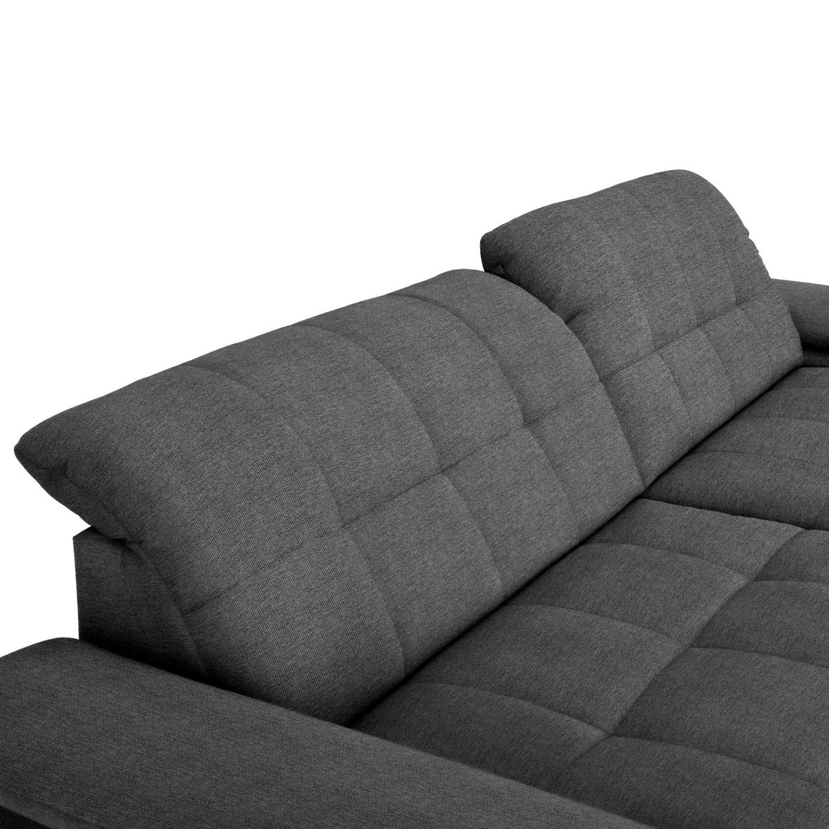 ECKSOFA in Webstoff Dunkelgrau  265/180 cm  - Dunkelgrau/Schwarz, Design, Textil/Metall (265/180cm) - Carryhome