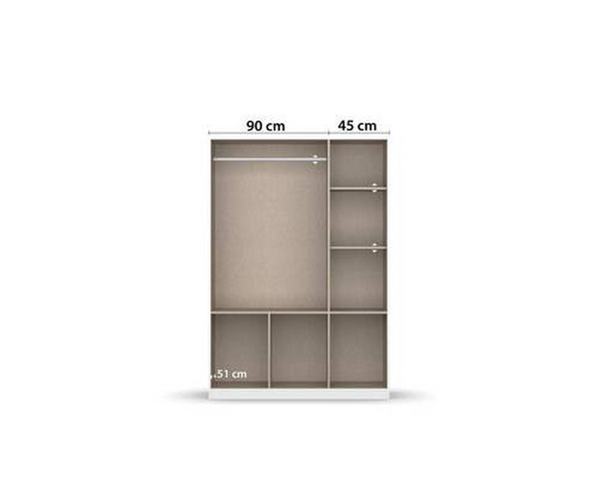 DREHTÜRENSCHRANK 136/197/54 cm 3-türig Eiche Artisan, Weiß Hochglanz  - Chromfarben/Weiß Hochglanz, MODERN, Holzwerkstoff/Kunststoff (136/197/54cm) - Rauch Möbel