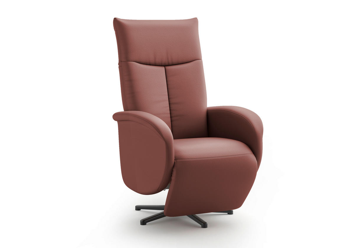 DREHSTUHL Rotbraun  - Rotbraun/Schwarz, MODERN, Leder/Metall (75/112/82cm) - Sit & More