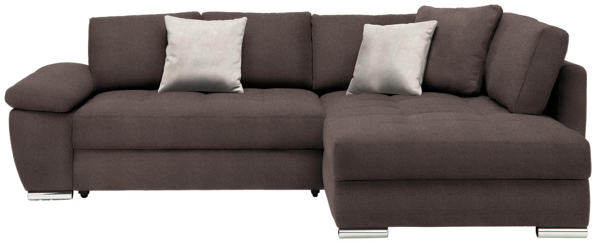 ECKSOFA in Webstoff Dunkelbraun  276/212 cm  - Chromfarben/Dunkelbraun, Design, Kunststoff/Textil (276/212cm) - Carryhome