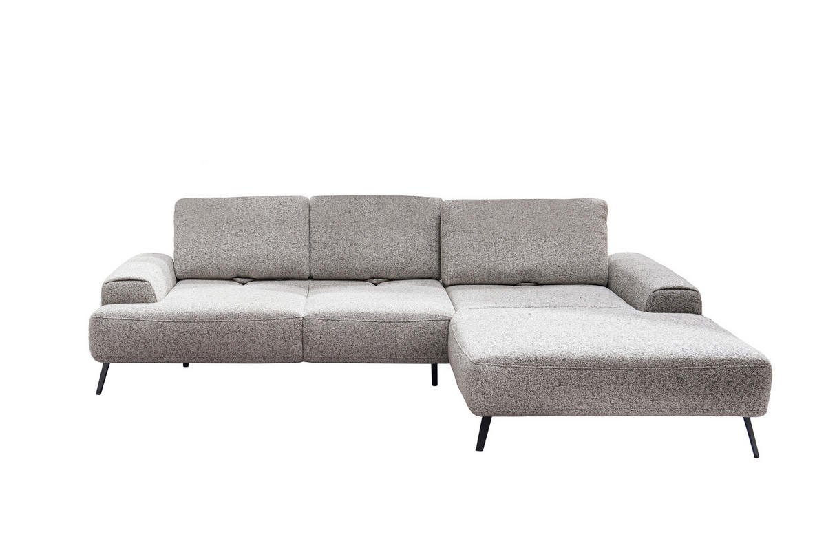 ECKSOFA in Flachgewebe Beige  - Beige/Schwarz, Design, Textil/Metall (305/178cm) - Livetastic