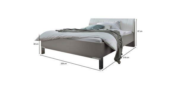 BETT 200/200 cm  in Grau, Weiß  - Chromfarben/Weiß, KONVENTIONELL, Textil/Metall (200/200cm) - Dieter Knoll