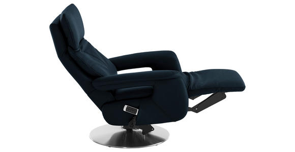 RELAXSESSEL in Leder Dunkelblau - Edelstahlfarben/Dunkelblau, Design, Leder/Metall (78/112/85cm) - Cantus