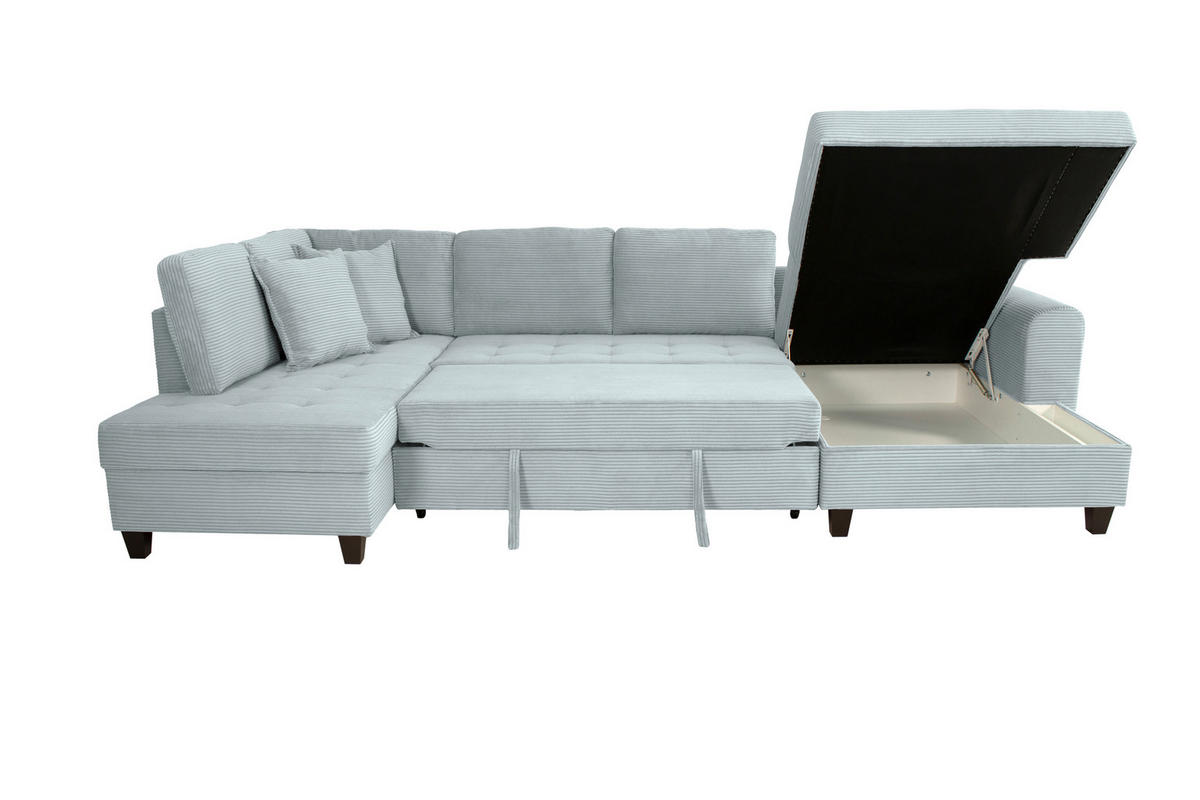 WOHNLANDSCHAFT MORITZ Graugrün Cord  - Graugrün, Trend, Textil (178/324/155cm) - P & B