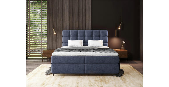 BOXSPRINGBETT 180/200 cm  in Dunkelblau  - Schwarz/Dunkelblau, Trend, Textil/Metall (180/200cm) - Esposa