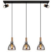 HÄNGELEUCHTE 97/16/120 cm  - Schwarz, Design, Glas/Holzwerkstoff (97/16/120cm) - Globo