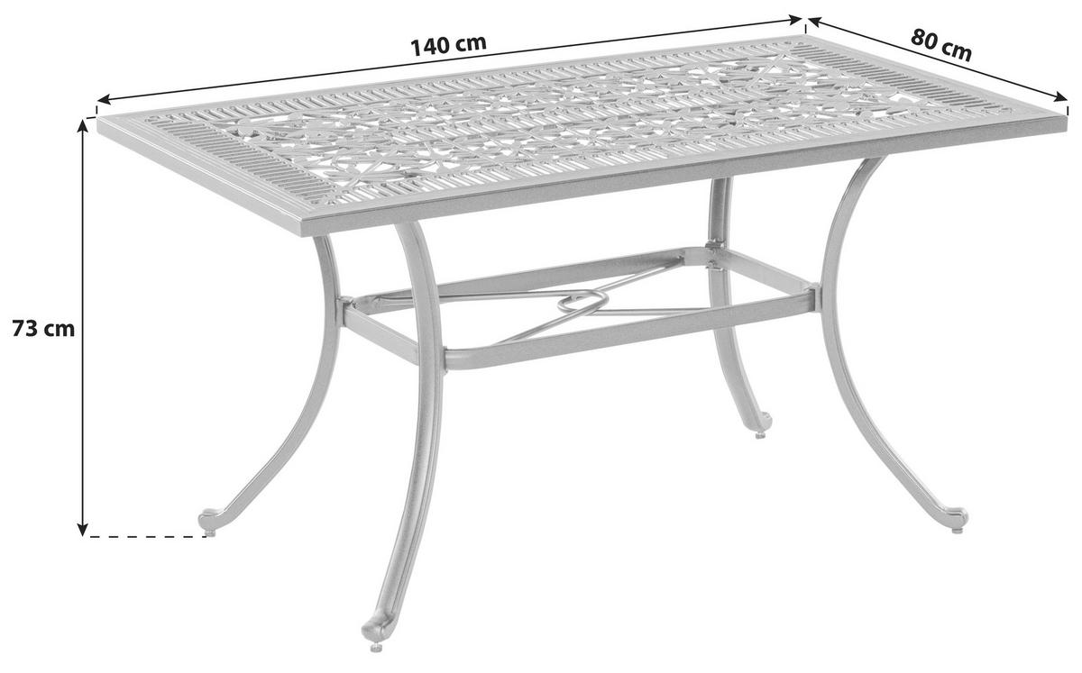 GARTENTISCH 140/80/73 cm Metall rechteckig  - Schwarz, KONVENTIONELL, Metall (140/80/73cm) - Gardenson