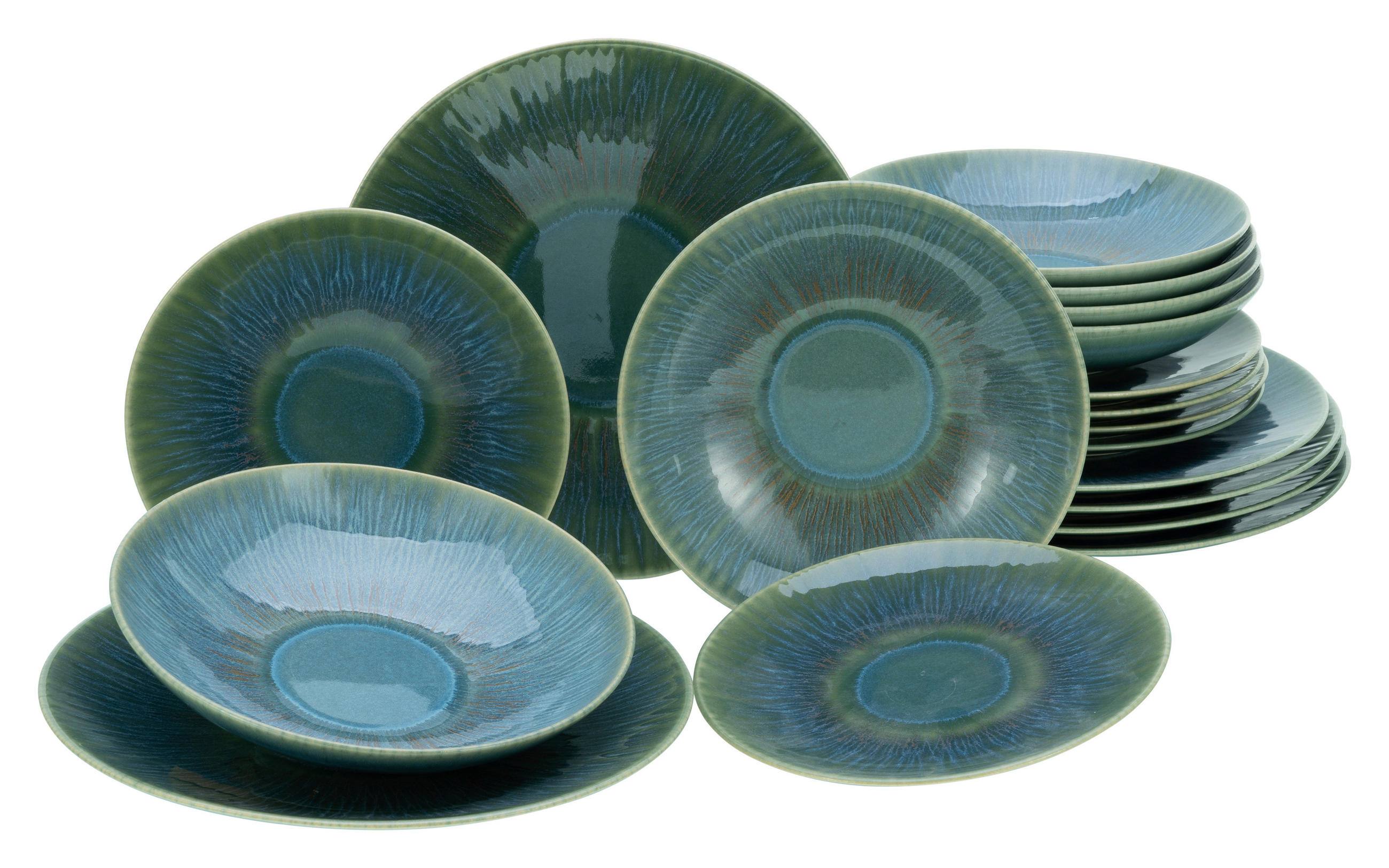 TAFELSERVICE Grün 12-teilig Sea Breeze Green  - Grün, Basics, Keramik (43/40/37cm) - Creatable
