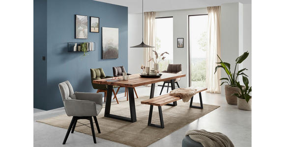 ESSTISCH in Holz, Metall 220/100/76 cm  - Wildeiche/Anthrazit, Design, Holz/Metall (220/100/76cm) - Waldwelt