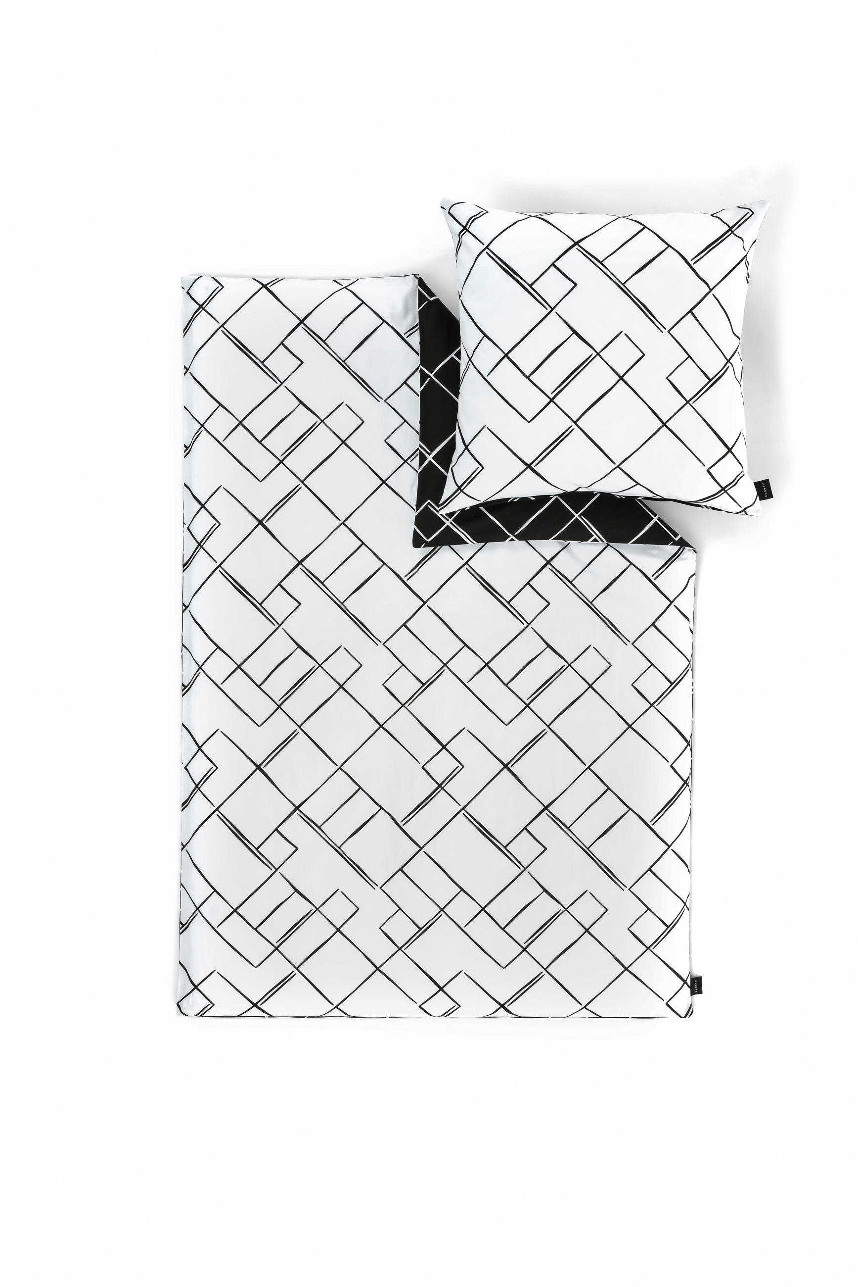 POVLEČENÍ, satén, černá, bílá, 140x200/70x90 cm - bílá/černá, Lifestyle, textil (140x200/70x90cm) - Bugatti