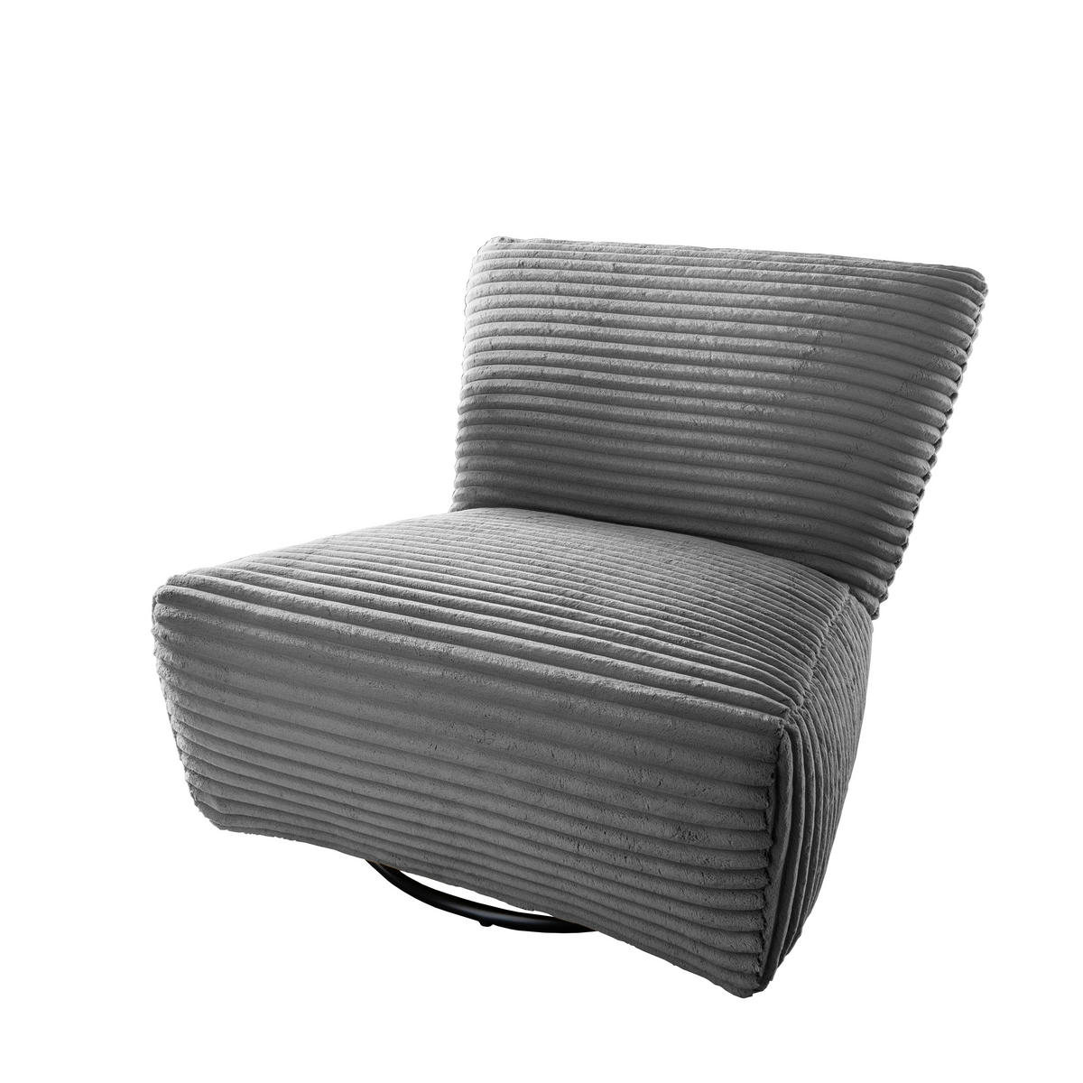 XXL-SESSEL Cord Grau    - Schwarz/Grau, Trend, Textil/Metall (95/77/94cm) - Livetastic