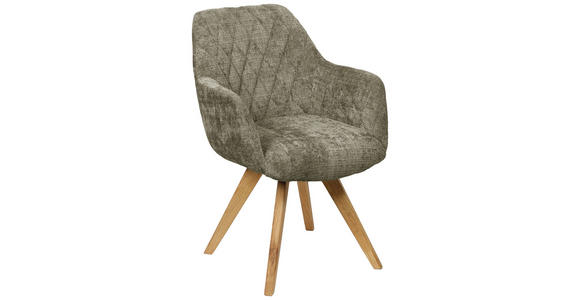 ARMLEHNSTUHL in Holz, Textil Grün  - Naturfarben/Grün, KONVENTIONELL, Holz/Textil (61/64/58cm) - Linea Natura